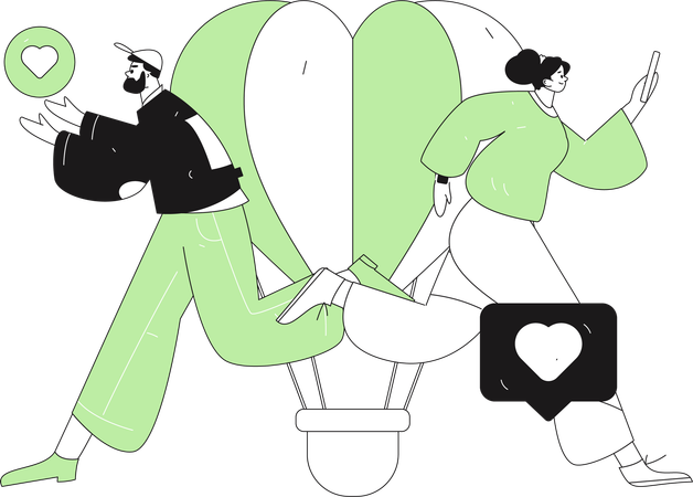 Couple celebrates wedding day  Illustration
