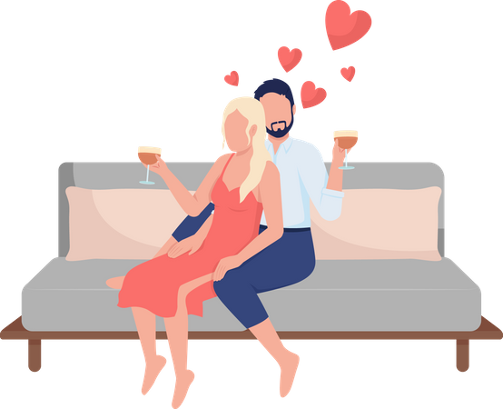 Couple celebrating anniversary  Illustration