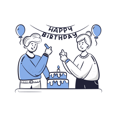 Couple Celebrating Birthday  Illustration