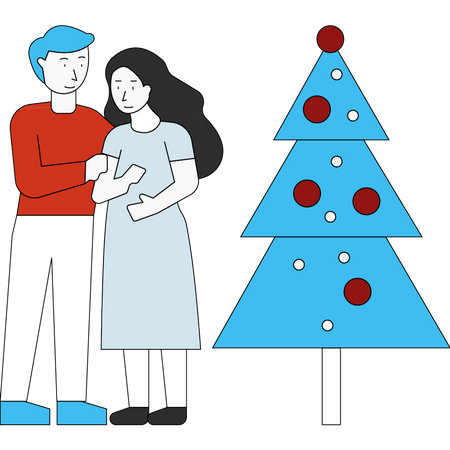 Couple celebrating Christmas  Illustration