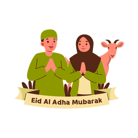 Couple celebrating Eid Al-Adha Celebration  Illustration