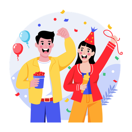Couple celebrating Festival  Illustration