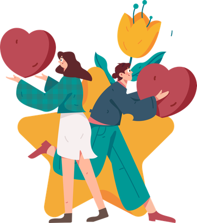 Couple celebrating love with each other  Illustration