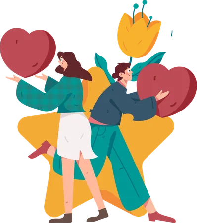 Couple celebrating love with each other  Illustration