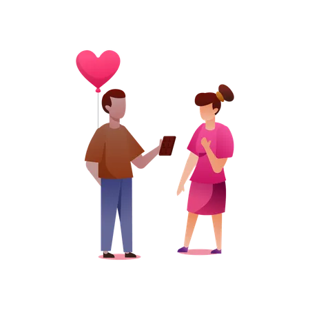 Valentine Day Flat Illustration In This Design You Can See How Technology Connect To Each Other Each File Comes With A Project In Which You Can Easily Change Colors And More Illustration