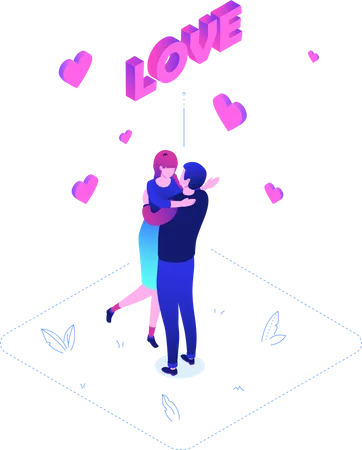 Couple Celebrating Valentine Illustration