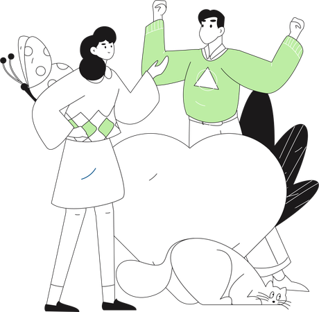 Couple celebrating valentine day  Illustration