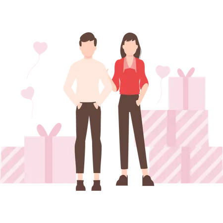 A Couple Enjoying Valentine Illustration
