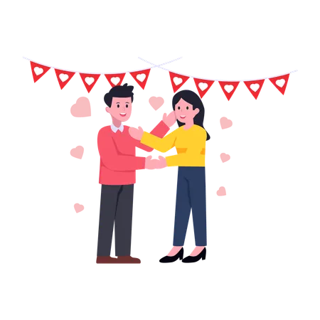 Couple celebrating Valentine Day  Illustration