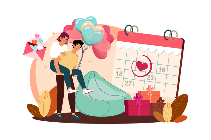 Couple celebrating valentine day Illustration