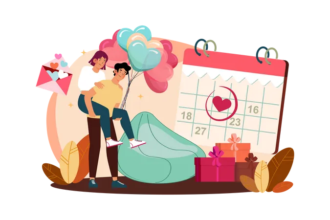 Couple celebrating valentine day  Illustration