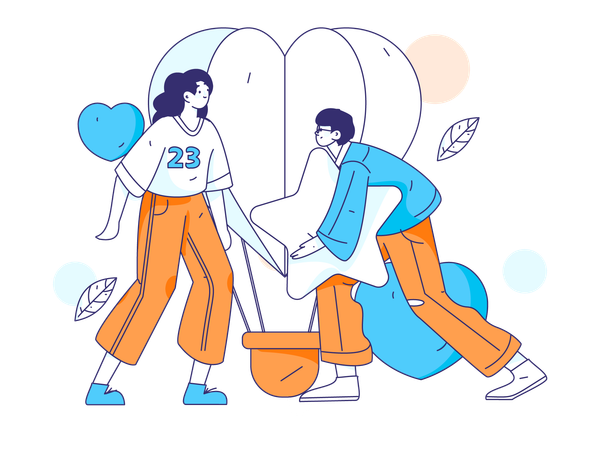 Couple celebrating valentine day together  Illustration