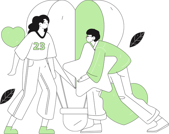 Couple celebrating valentine day together  Illustration