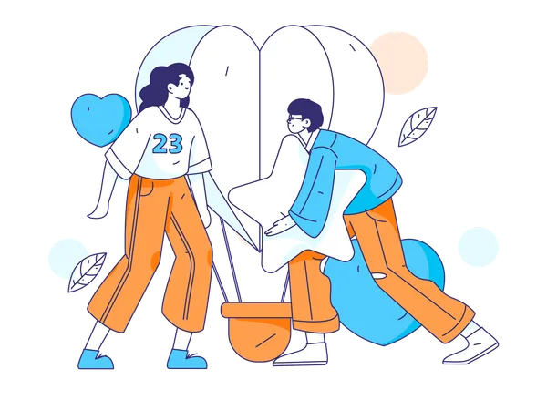 Couple celebrating valentine day together  Illustration