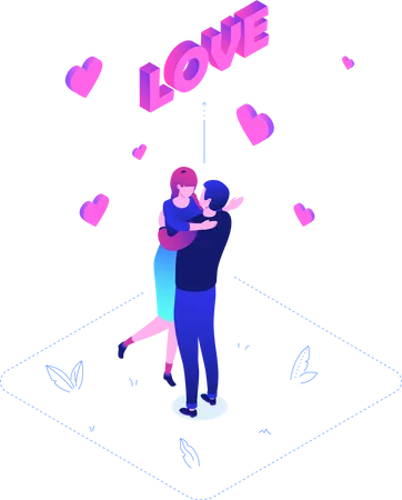 Couple Celebrating Valentine  Illustration