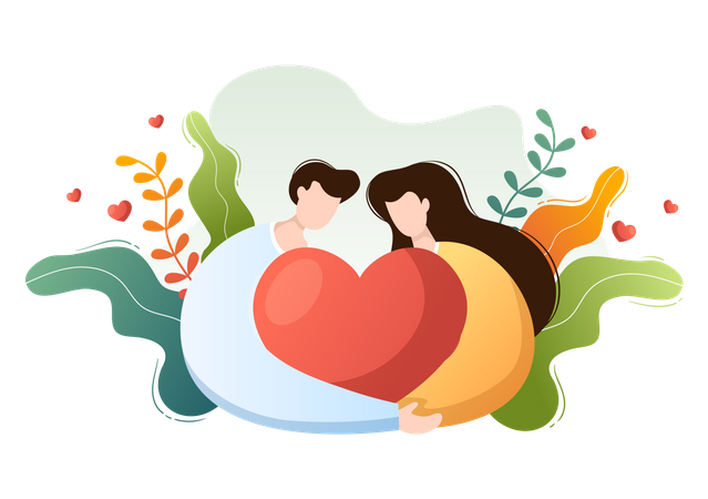 Couple celebrating Valentine  Illustration