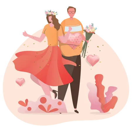 Couple celebrating Valentine  Illustration