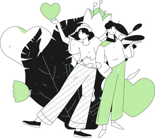 Couple celebrating valentines  Illustration