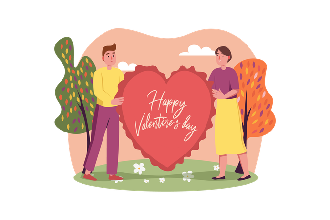 Couple celebrating valentines day  Illustration