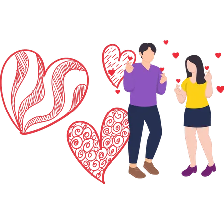 Couple celebrating Valentine's Day Illustration
