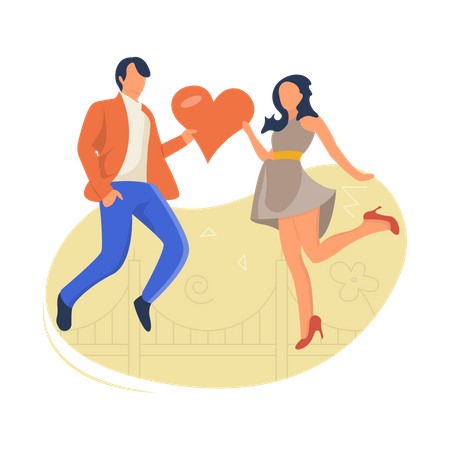 Couple celebrating valentines day  Illustration