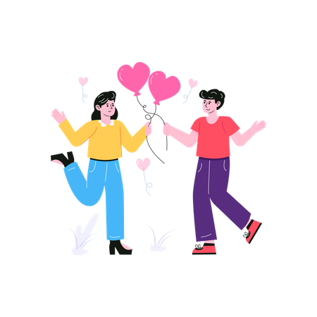 Couple celebrating valentines day  Illustration