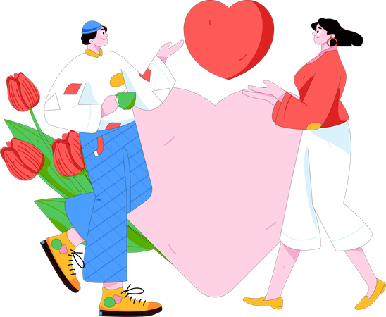 Couple celebrating Valentines Day  Illustration