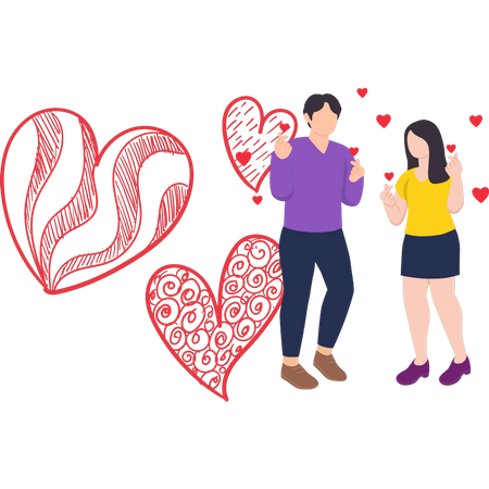 Couple celebrating Valentine's Day  Illustration