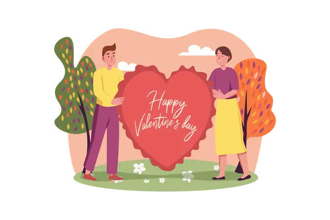 Couple celebrating valentines day  Illustration