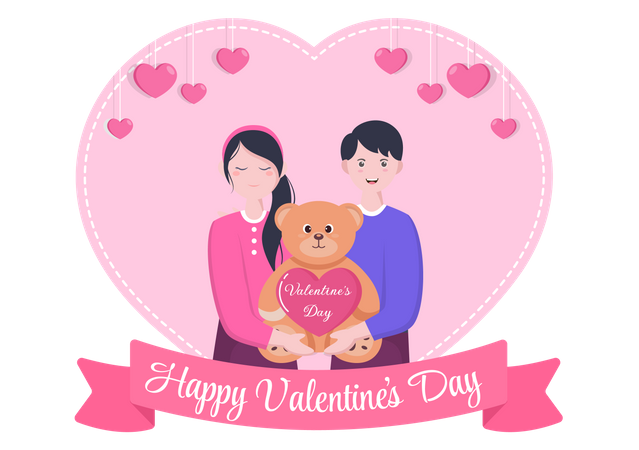 Couple celebrating Valentine's Day  Illustration