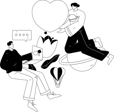 Couple celebrating wedding anniversary  Illustration