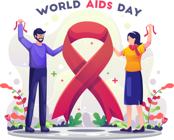 Couple celebrating World AIDS Day  Illustration