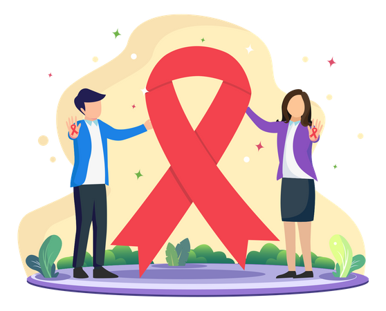 Couple Celebrating World AIDS Day  Illustration