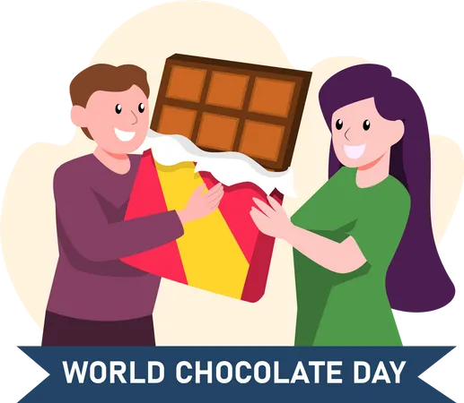 Couple celebrating World Chocolate Day  Illustration
