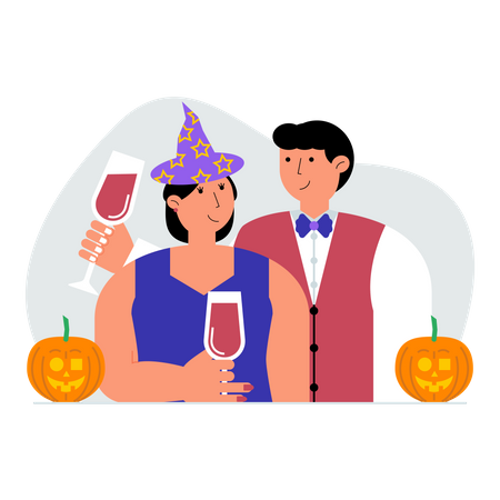 Un couple célèbre Halloween  Illustration