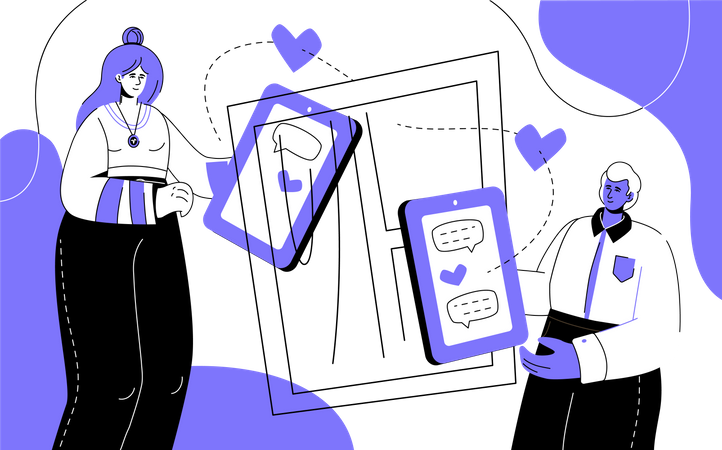 Couple discutant sur mobile  Illustration