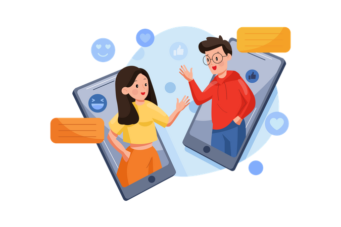 Couple discutant sur mobile  Illustration