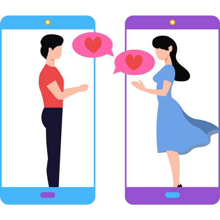 Couple discutant sur mobile  Illustration