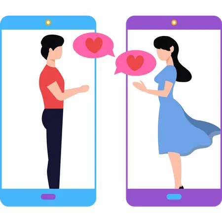 Couple discutant sur mobile  Illustration