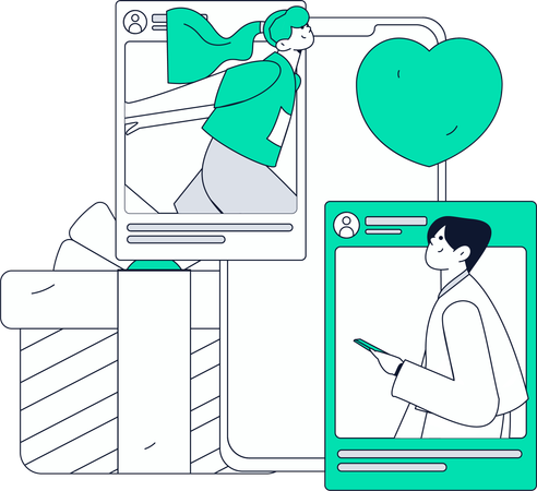 Couple chatting on Dating app  Illustration