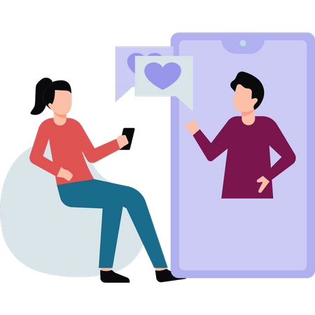 Couple chatting on mobile  Illustration