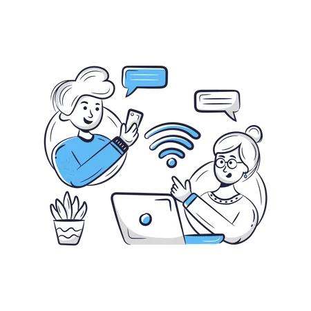 Couple chatting online  Illustration