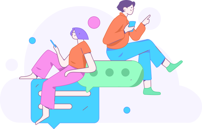 Couple Chatting Online  Illustration