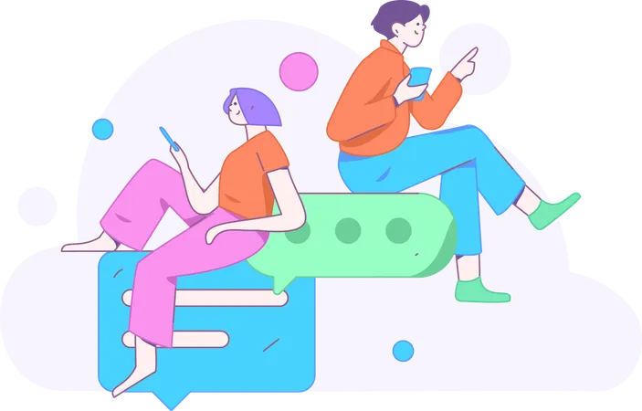 Couple Chatting Online  Illustration