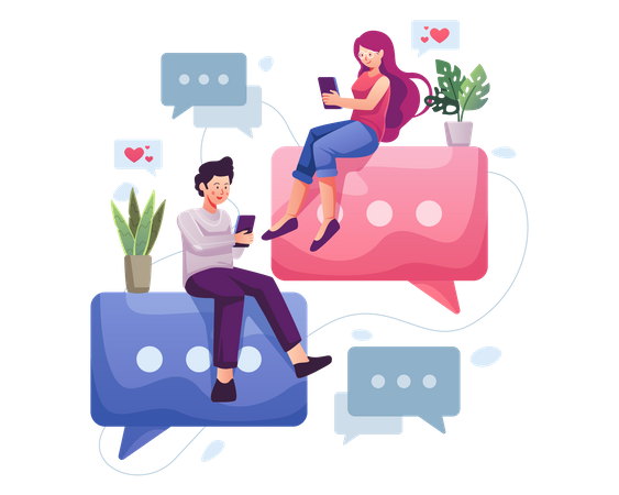 Couple chatting online  Illustration