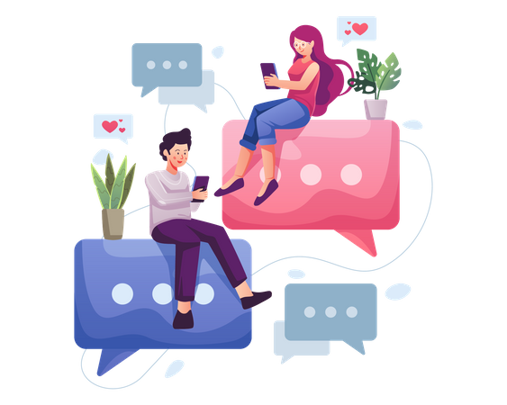 Couple chatting online  Illustration
