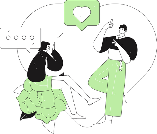 Couple chatting romantically on phone  Illustration