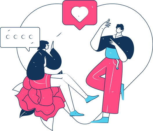 Couple chatting romantically on phone  Illustration