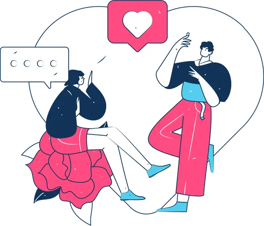 Couple chatting romantically on phone  Illustration