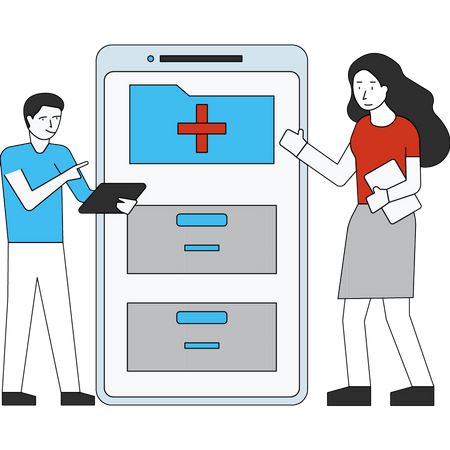 Couple checking the medical appointment Illustration
